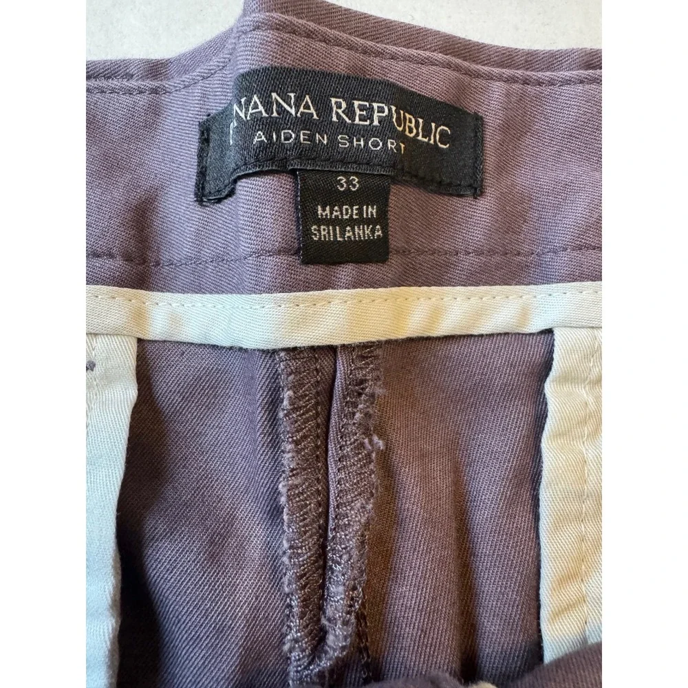 Banana Republic Aiden Short Mens 33 Purple Slim Fit Chino Cotton Stretch Twill